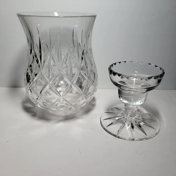 Illusions By Samobor Vintage, 2-piece Hand-Blown Crystal Hurricane Candle Holder - Picture 3 of 10